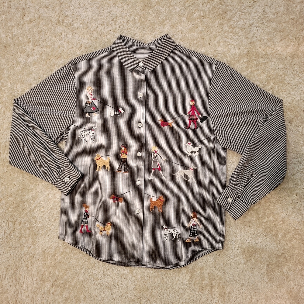 Bechamel Gingham Plaid Button-Down Top Petite Sma… - image 1